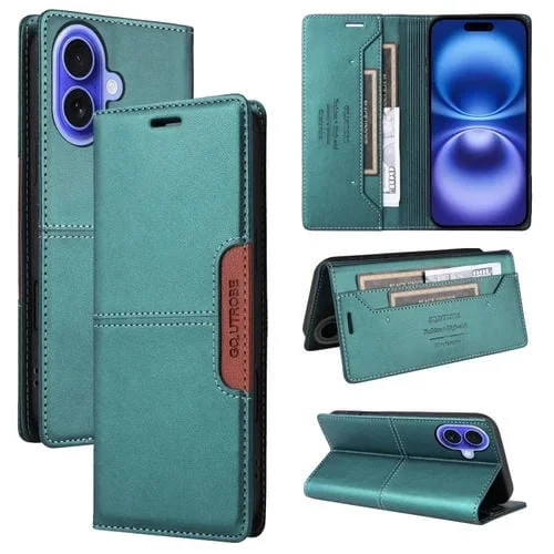 Funda de Cuero Antirrobo Rfid Gqutrobe G01 para iPhone 16 (Verde)