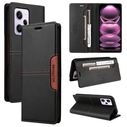 Funda de Cuero Antirrobo Rfid Gqutrobe G01 para Redmi Note 12 Pro 5G (Negra)