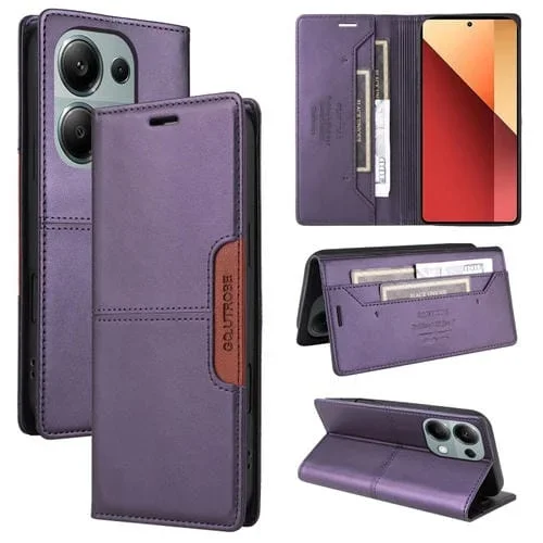 Funda de Cuero Antirrobo Rfid Gqutrobe G01 para Redmi Note 13 5G (Morado)
