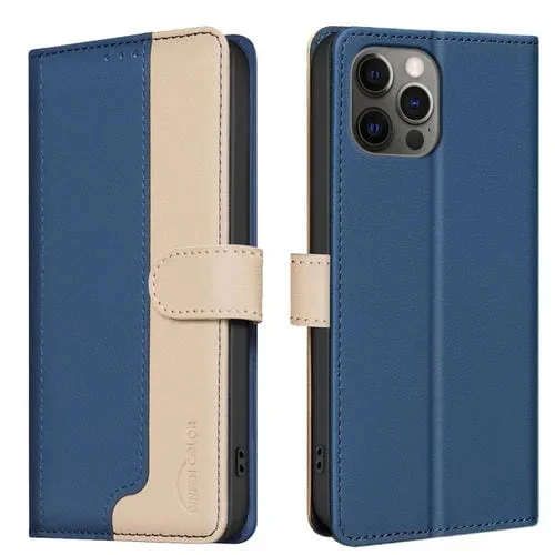 Funda de Cuero Antirrobo Rfid para iPhone 16 Pro (Azul)