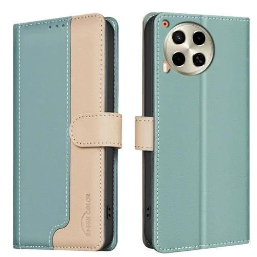 Funda de Cuero Antirrobo RFID para Tecno Camon 30 5G / 4G (Verde)