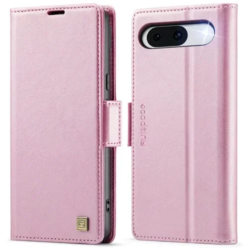 Funda de Cuero Autspace A11 para Google Pixel 8 con Hebilla Lateral Magsafe y Rfid (Oro Rosa)