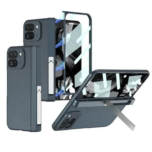 Funda de Cuero con Bisagras Integradas Gkk para Google Pixel 9 Pro Fold con Soporte (Verde)