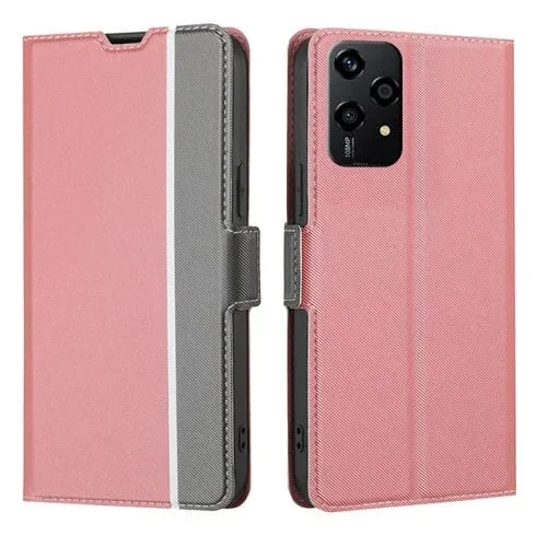 Funda de Cuero con Botones Laterales y Textura de Sarga Global para Honor 200 Lite 5G (Rosa)
