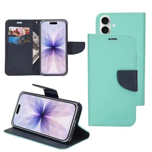 Funda de cuero con combinación de colores Mercury para iPhone 17 (color menta)