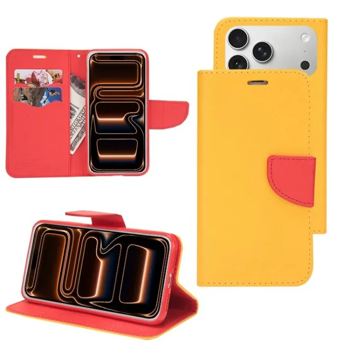 Funda de cuero con combinación de colores Mercury para iPhone 17 Pro Max (amarilla)