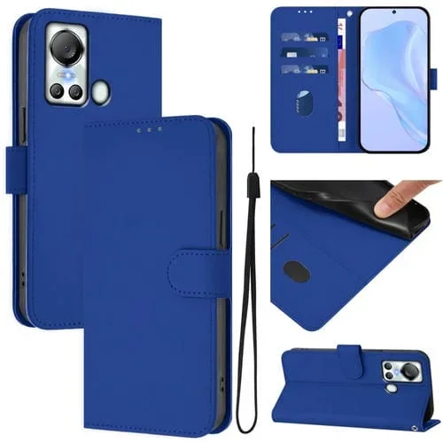 Funda de Cuero con Cordón para Itel S18 Vision 5 con Sensación de Piel (Azul Oscuro)