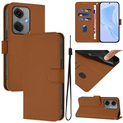 Funda de Cuero con Cordón para OnePlus Nord Ce3 5G (Marrón)