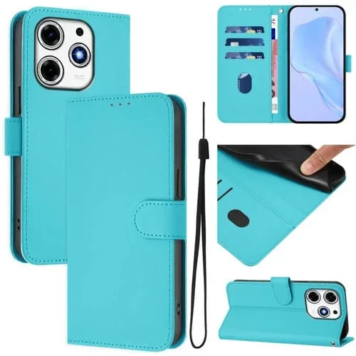 Funda de Cuero con Cordón para Tecno Spark 10 Pro Magic Skin Feel (Azul Lago)