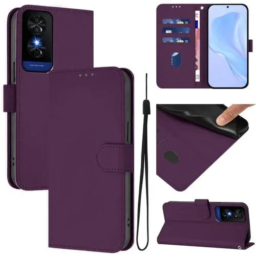 Funda de Cuero con Cordón para Teléfono TCL 50 5G / 50 Xe Nxtpaper 5G (Violeta)