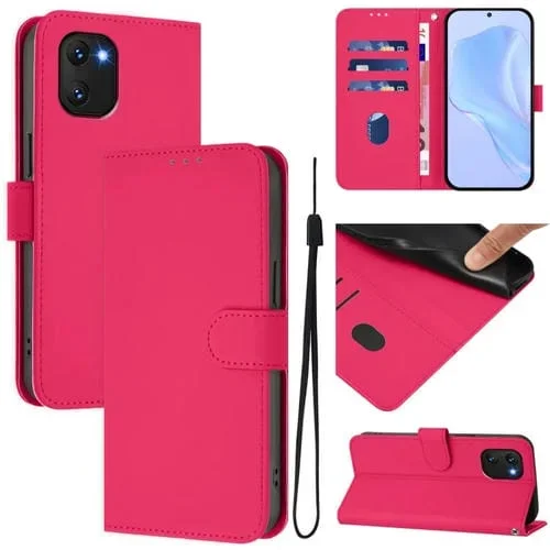 Funda de Cuero con Cordón para Umidigi Power 7/7S con Tacto de Piel (Rosa Rojo)