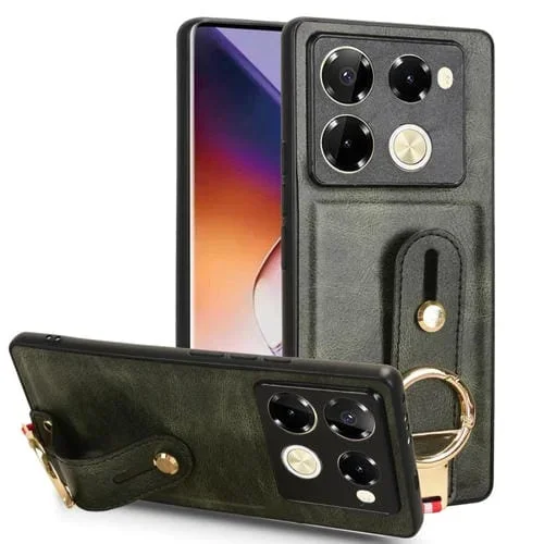 Funda de Cuero con Correa para El Cuello para Infinix Note 40 Pro 4G X6850 (Verde)