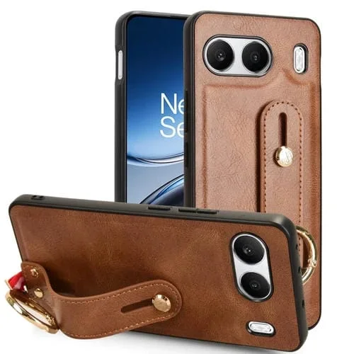 Funda de Cuero con Correa para el Cuello para OnePlus Nord 4 5G (Marrón)