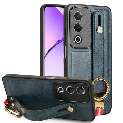 Funda de Cuero con Correa para la Muñeca para Oppo K12X 5G/A3 Pro Global (Azul)