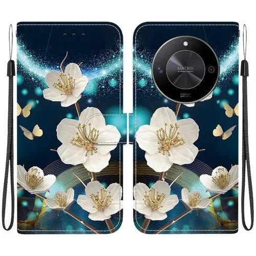 Funda de Cuero con Dibujo de Colores y Textura de Cristal para Honor X9B/Magic6 Lite (Magnolia)