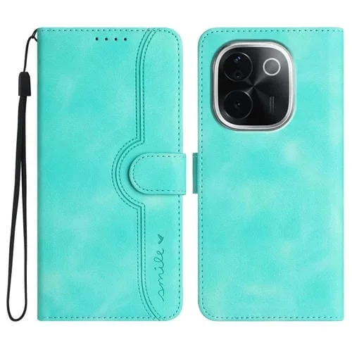 Funda de Cuero con Diseño de Corazón Indio para Vivo Iqoo Z9S Pro/T3 Pro 5G (Azul Claro)