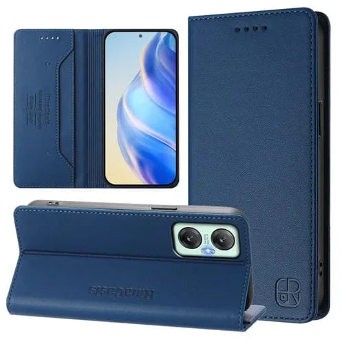 Funda de Cuero con Doble Pliegue y Succión Magnética para Infinix Hot 20S/Hot 20 Pro Rc01 (Azul Oscuro)
