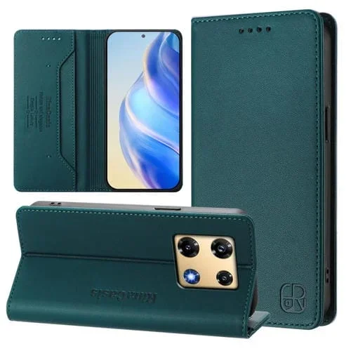 Funda de Cuero con Doble Pliegue y Succión Magnética para Infinix Note 30 Pro 4G Rc01 (Verde Oscuro)