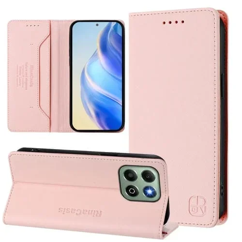 Funda de Cuero con Doble Pliegue y Succión Magnética Rfid para Honor X6B Rc01 (Rosa)