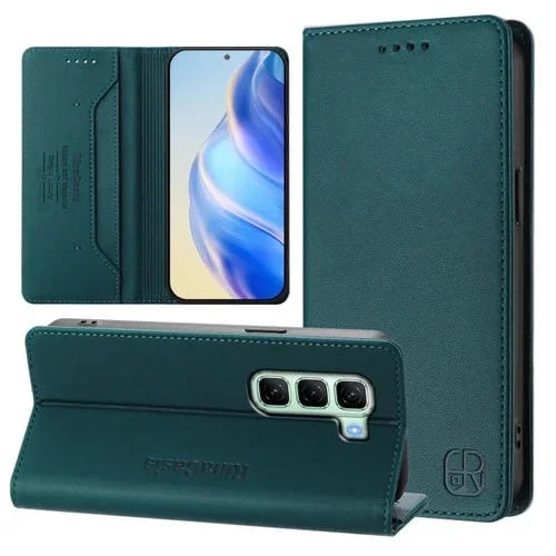 Funda de Cuero con Doble Pliegue y Succión Magnética Rfid para Infinix Hot 50 5G Rc01 (Verde Oscuro)