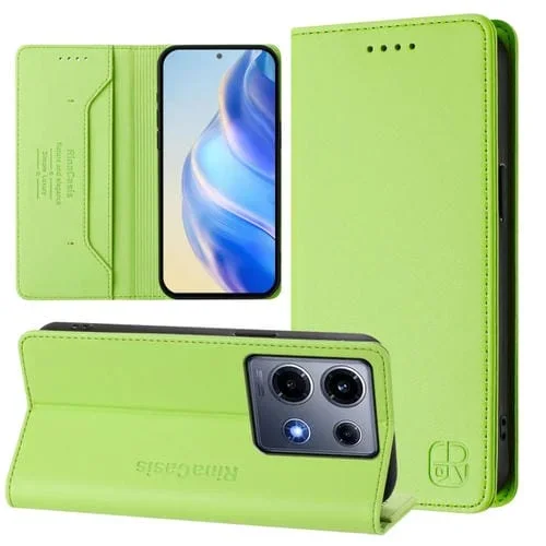 Funda de Cuero con Doble Pliegue y Succión Magnética Rfid para Infinix Note 30 Vip Rc01 (Verde)