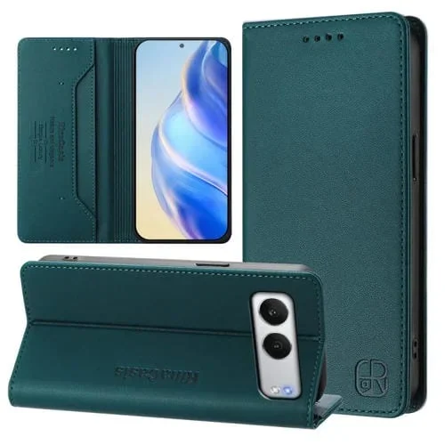 Funda de Cuero con Doble Pliegue y Succión Magnética RFID para OnePlus Nord 4 Rc01 (Verde Oscuro)