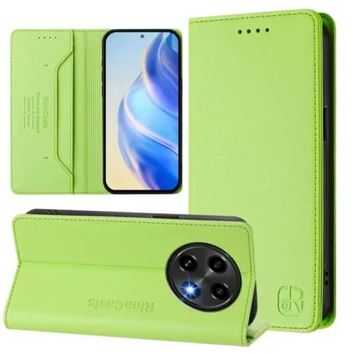 Funda de Cuero con Doble Pliegue y Succión Magnética Rfid para Oppo A2 Pro 5G / F27 Pro 5G Rc01 (Verde Hierba)