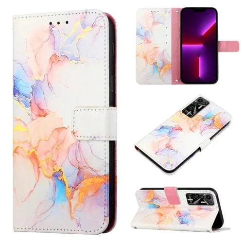 Funda de Cuero con Flip para Tecno Pova 2 Pt003 Patrón Mármol (Blanco)