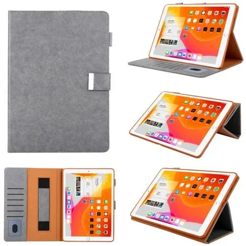 Funda de Cuero con Hebilla de Metal para iPad 2025/2022 (Gris)