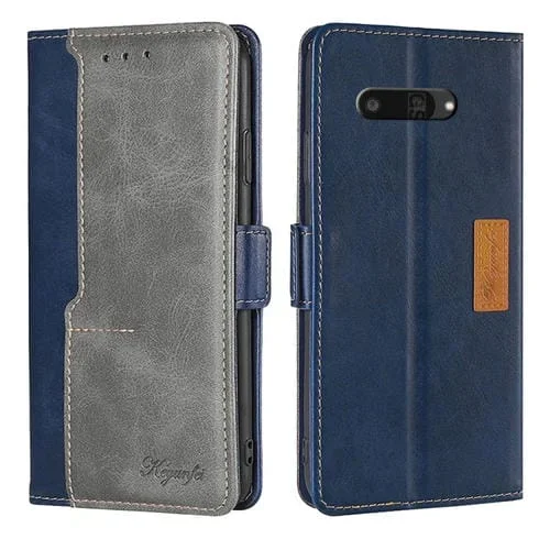 Funda de Cuero con Hebilla Lateral para Kyocera Digno Sx4 5G (Azul + Gris)