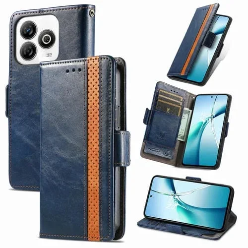 Funda de Cuero con Hebilla Magnética Doble para ZTE Blade A75 4G (Azul)