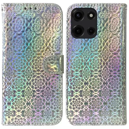 Funda de Cuero con Hebilla Magnética para Motorola Moto G 5G (2025) (Plateada)