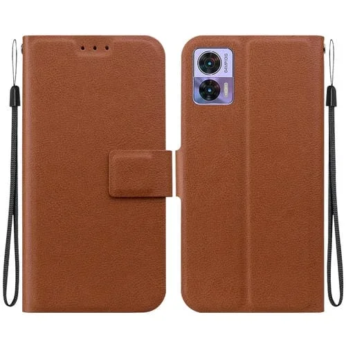 Funda de Cuero con Hebilla Magnética Ultrafina para Motorola Edge 30 Neo/Edge 30 Lite (Marrón)