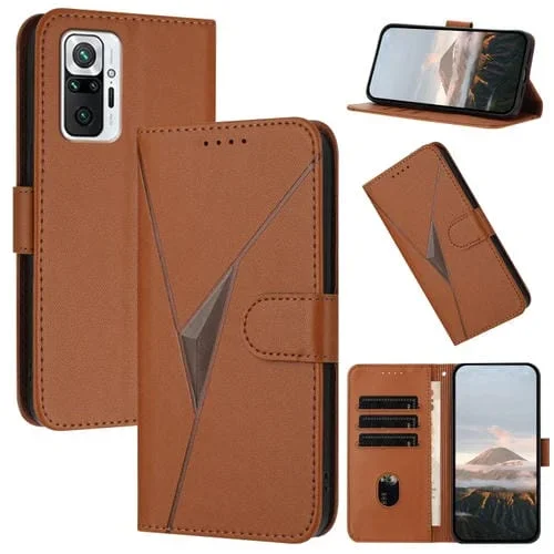 Funda de Cuero con Hebilla Triangular para Redmi Note 10 Pro (Marrón)
