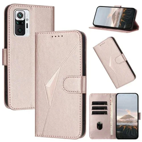 Funda de Cuero con Hebilla Triangular para Redmi Note 10 Pro (Oro Rosa)