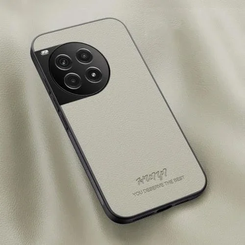 Funda de Cuero con Imán Huiyi para OnePlus Ace 3 Pro (Blanca)