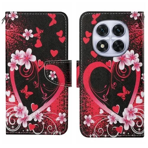 Funda de Cuero con Patrón de Dibujo de Colores para Redmi Note 14 Pro 5G (Corazón Rojo)