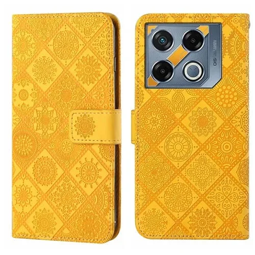 Funda de Cuero con Patrón en Relieve Estilo Étnico para Infinix GT 20 Pro (Amarillo)