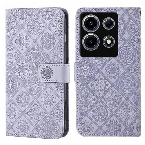 Funda de Cuero con Patrón en Relieve Estilo Étnico para Infinix Note 30 Vip (Morado)