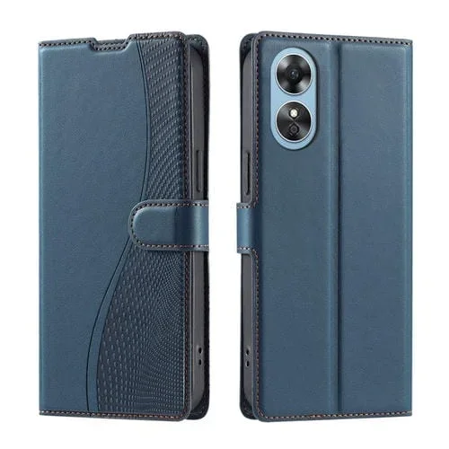 Funda de Cuero con Puntos Ultradelgada para Teléfono Oppo A98 5G/F23 5G con Voltaje de India (Azul)