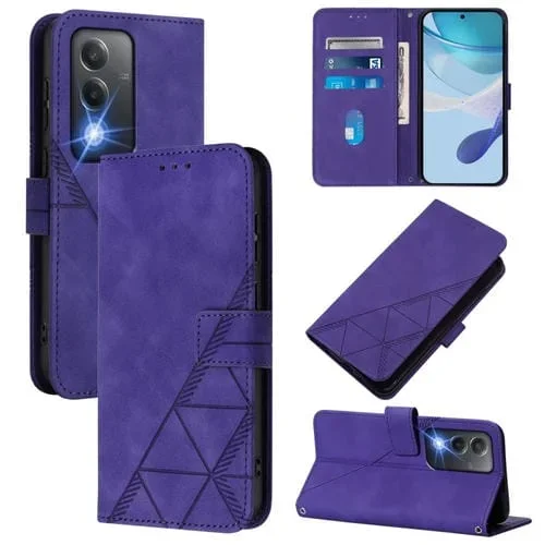 Funda de Cuero con Relieve 3D para Oppo K12X 5G Global Crossing (Morado)