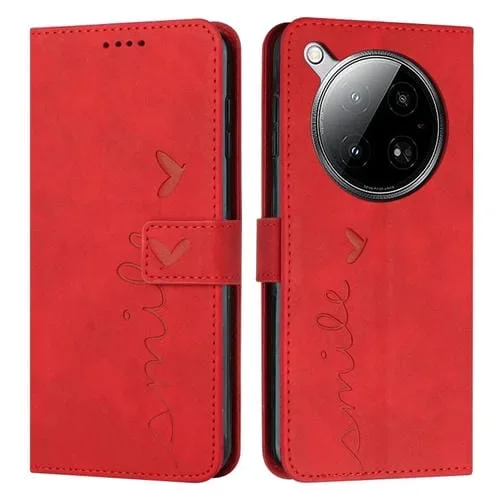 Funda de Cuero con Relieve de Corazón para Infinix Zero 40 4G (Rojo)