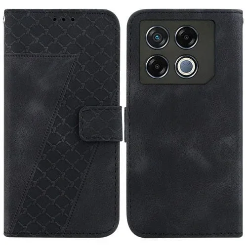 Funda de Cuero con Relieve en Forma de Siete para Infinix GT 20 Pro 5G (Negra)