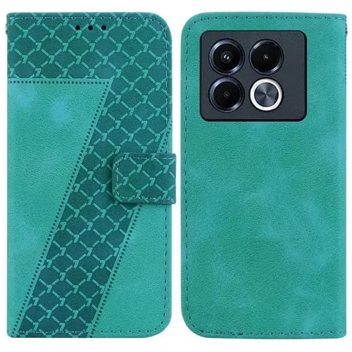 Funda de Cuero con Relieve en Forma de Siete para Infinix Note 40 5G (Verde)
