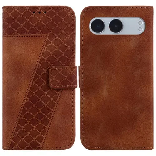 Funda de Cuero con Relieve en Forma de Siete para OnePlus Nord 4 (Marrón)