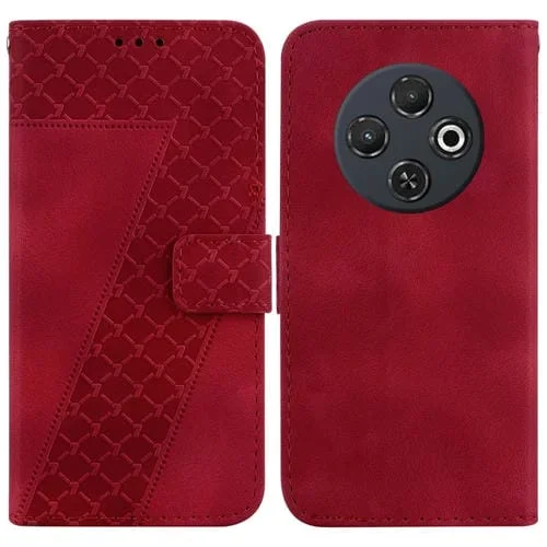 Funda de Cuero con Relieve en Forma de Siete para Tecno Spark 30C (Rojo)