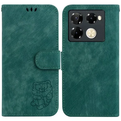 Funda de Cuero con Relieve Little Tiger para Infinix Note 40 Pro (Verde)