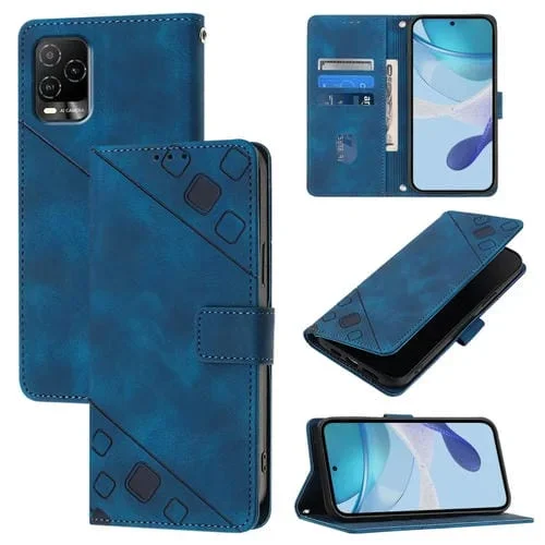 Funda de Cuero con Relieve para Teléfono Blu View 5 Pro (Azul)