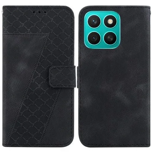 Funda de Cuero con Relieve Siete Formas para Honor X8C 4G (Negra)