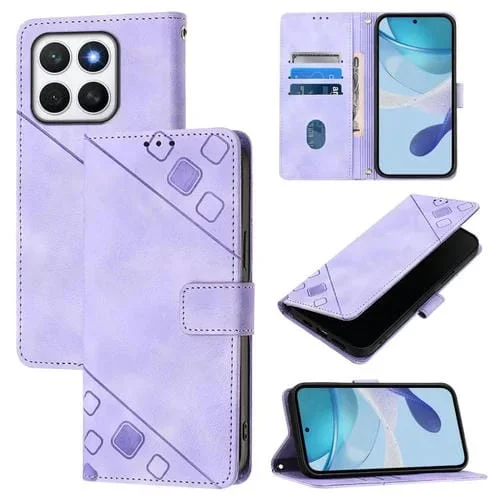 Funda de Cuero con Relieve y Tacto de Piel para Honor X8C 4G (Morado Claro)